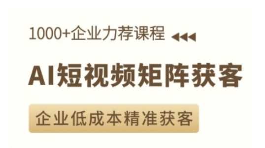 AI短视频矩阵获客实操课，企业低成本精准获客 - 来及网络