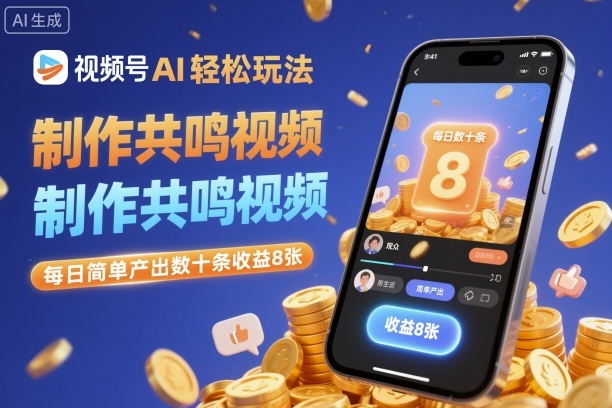 视频号AI轻松玩法，制作共鸣视频，每日简单产出数十条收益8张 - 来及网络