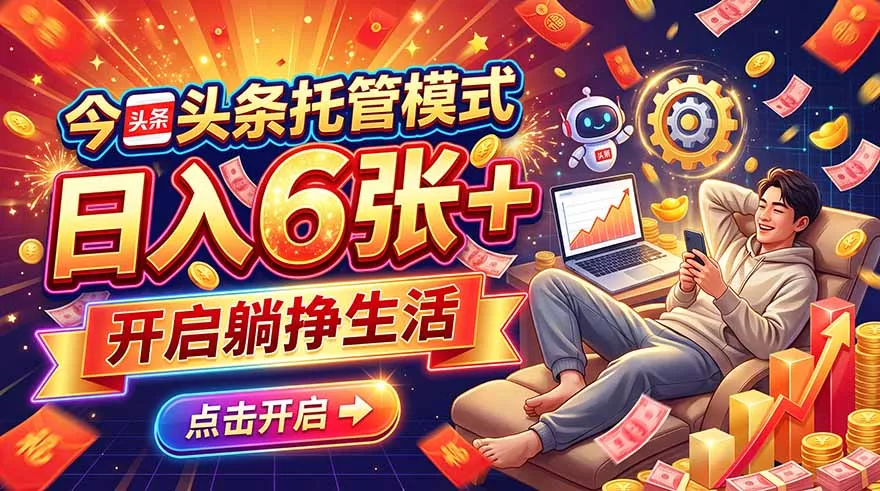 今日头条AI托管模式，每天5分钟，最高月入5000+，操作超简单，零门槛 - 来及网络