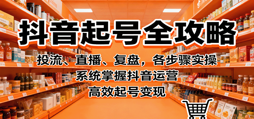 抖音起号全攻略，投流、直播、复盘，各步骤实操，系统掌握抖音运营，高效起号变现 - 来及网络