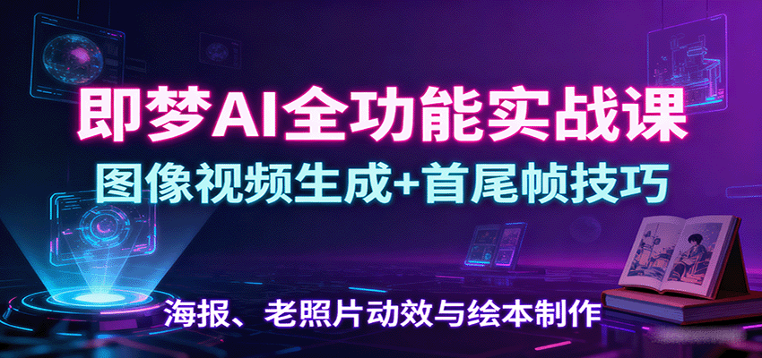 即梦AI全功能实战课：图像视频生成+首尾帧技巧，海报、老照片动效与绘本制作 - 来及网络