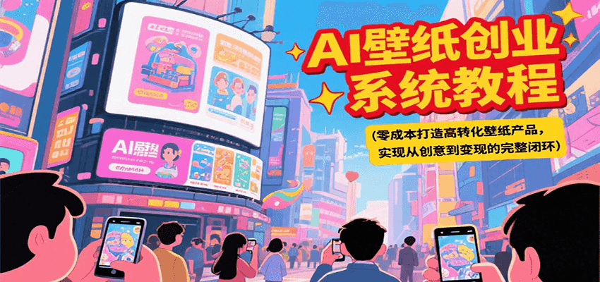 AI壁纸创业系统教程，零成本打造高转化壁纸产品，实现从创意到变现的完整闭环 - 来及网络