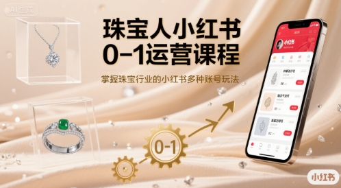 珠宝人小红书0-1运营课程，掌握珠宝行业的小红书多种账号玩法 - 来及网络