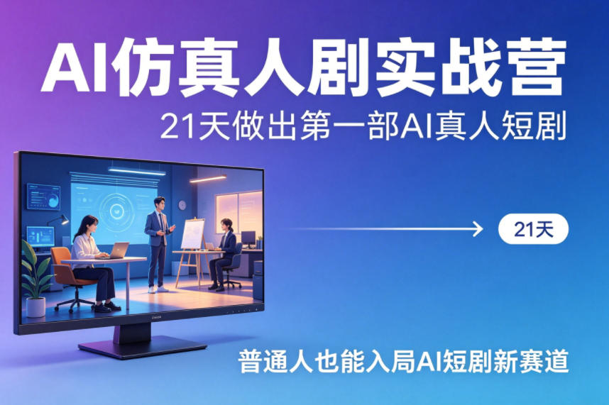 AI仿真人剧实战营，21天做出第一部AI真人短剧，普通人也能入局AI短剧新赛道 - 来及网络