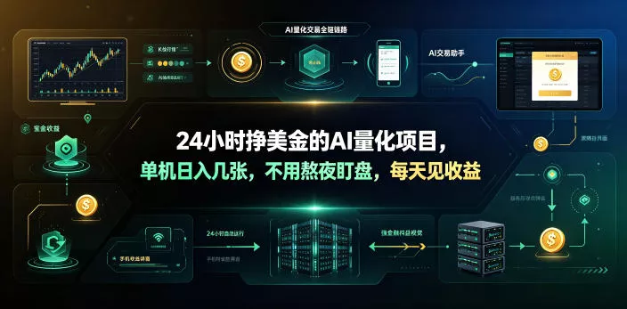 24小时挣美金的AI量化项目，单机日入几十美刀，不用熬夜盯盘，每天见收益【揭秘】 - 来及网络