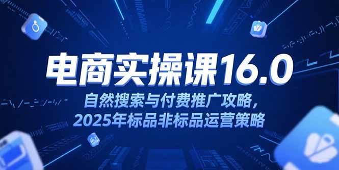 （15262期）淘宝电商运营课16.0，自然搜索与付费推广攻略，2025年标品非标品运营策略 - 来及网络