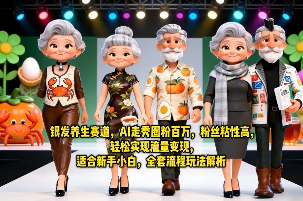 银发养生赛道，AI走秀圈粉百万，粉丝粘性高，轻松实现流量变现，适合新手小白，全套流程玩法解析 - 来及网络