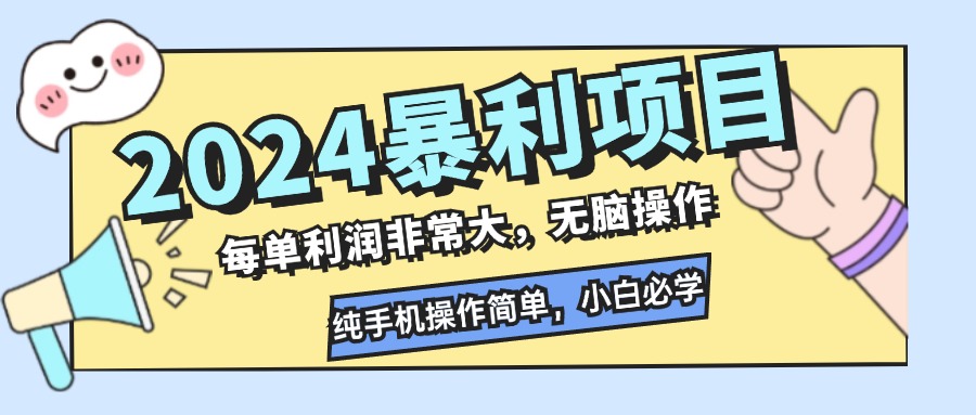 （12130期）2024暴利项目，每单利润非常大，无脑操作，纯手机操作简单，小白必学项目 - 来及网络
