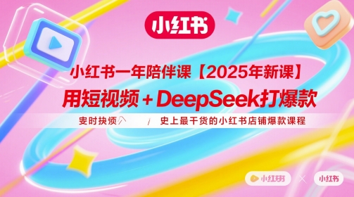 小红书一年陪伴课【2025年新课】，用短视频+deepSeek打爆款，史上最干货的小红书店铺爆款课程 - 来及网络