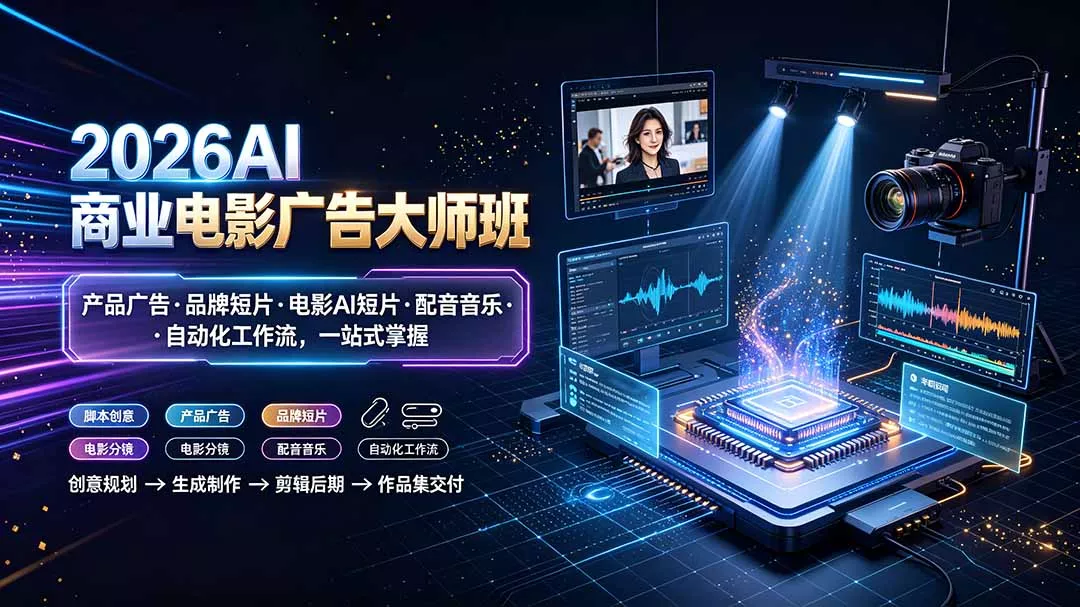 2026AI商业电影广告大师班：产品广告·品牌短片·电影AI短片·配音音乐·自动化工作流，一站式掌握 - 来及网络