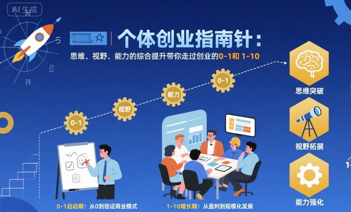 个体创业指南针，思维、视野、能力的综合提升带你走过创业的0-1和1-10【音频】 - 来及网络