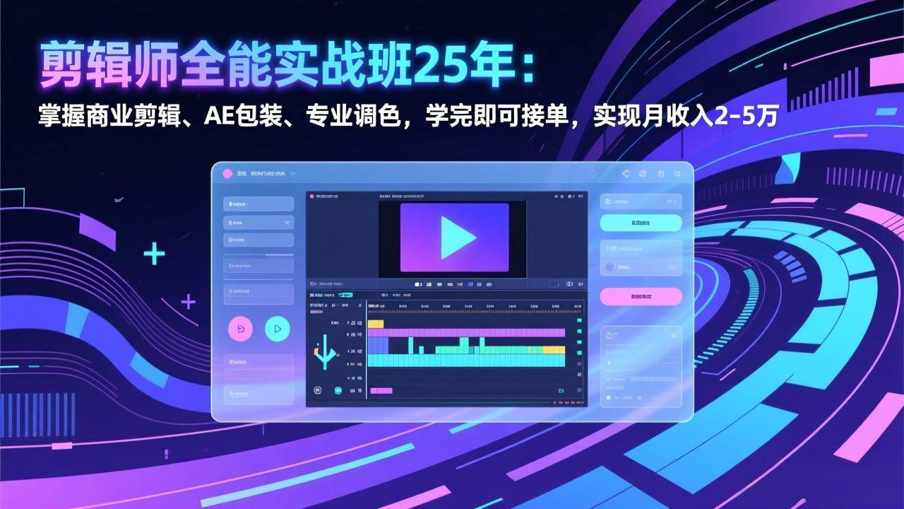 （17294期）剪辑师全能实战班25年：掌握商业剪辑、AE包装、专业调色，学完即可接单，实现月收入2-5万 - 来及网络