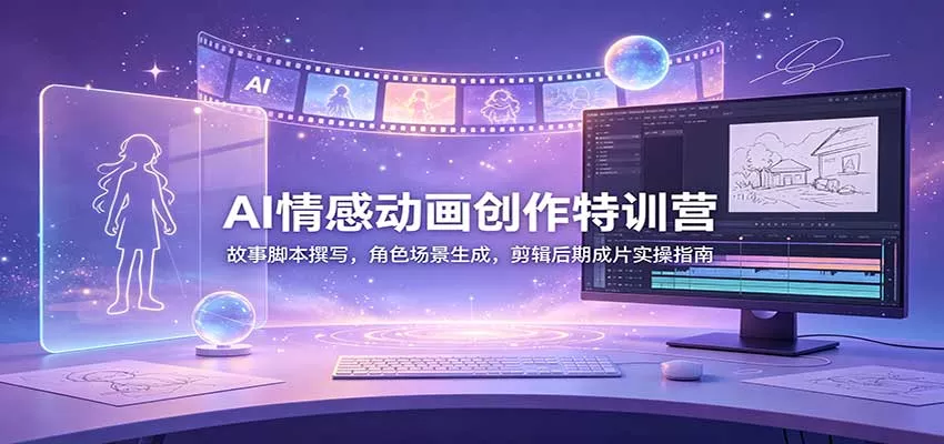 AI情感动画创作特训营：故事脚本撰写，角色场景生成，剪辑后期成片实操指南 - 来及网络