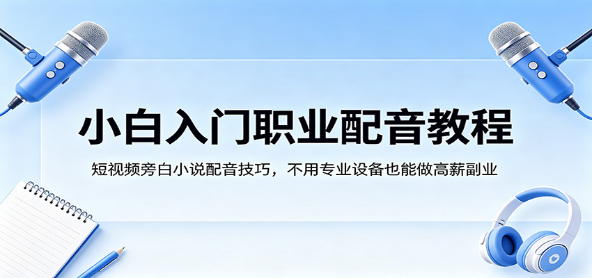 小白入门职业配音教程，短视频旁白小说配音技巧，不用专业设备也能做高薪副业 - 来及网络
