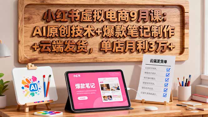 小红书虚拟电商9月课：AI原创技术+爆款笔记制作+云端发货，单店月利3万+ - 来及网络