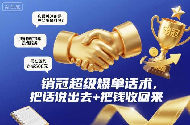 销冠超级爆单话术，把话说出去+把钱收回来 - 来及网络