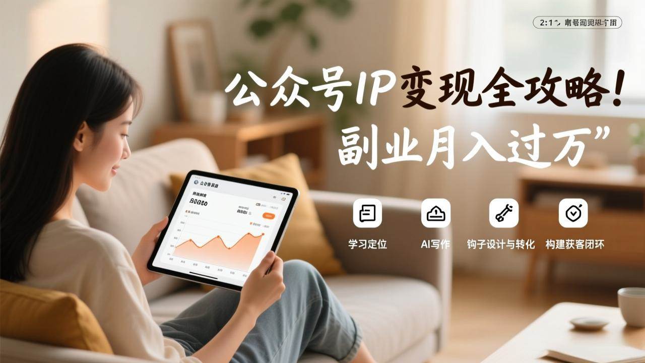 （17275期）公众号IP变现全攻略，学习定位、AI写作、钩子设计与转化，构建获客闭环，副业月入过万 - 来及网络
