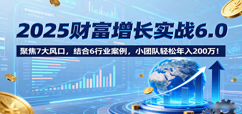 2025财富增长实战6.0，聚焦7大风口，结合6行业案例，小团队轻松年入200万！ - 来及网络