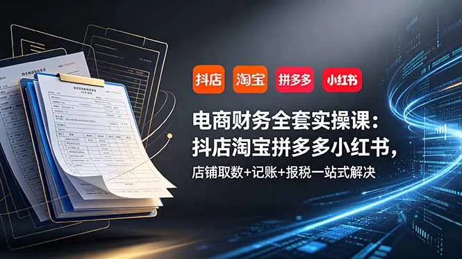 电商财务全套实操课：抖店淘宝拼多多小红书，店铺取数+记账+报税一站式解决 - 来及网络