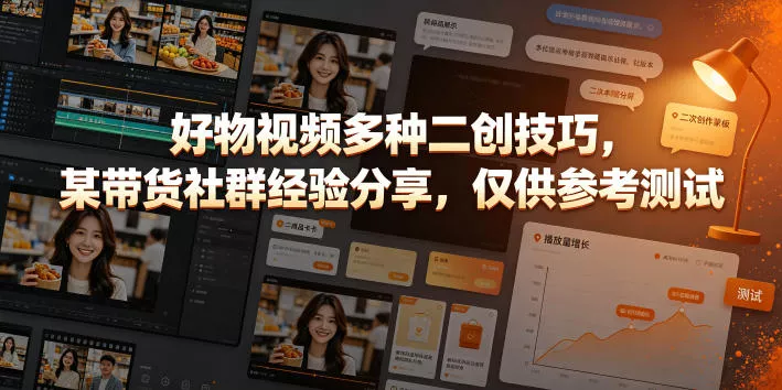 好物视频多种二创技巧，某带货社群经验分享，仅供参考测试 - 来及网络