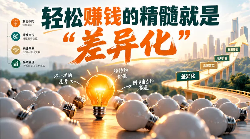某公众号付费文章：轻松賺钱的精髓就是“差异化” - 来及网络