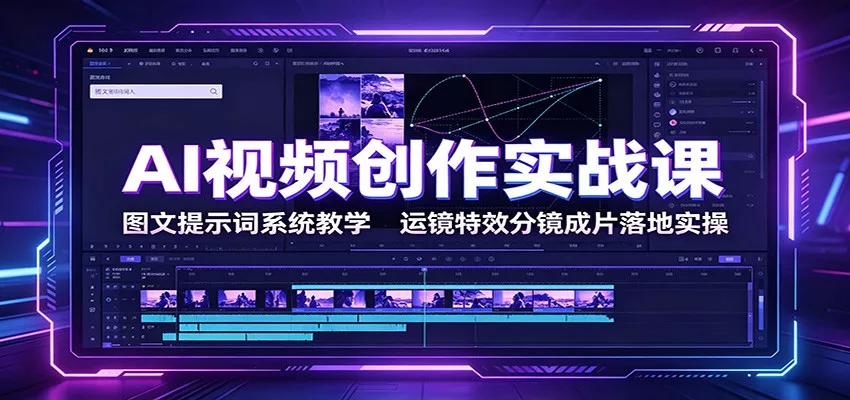 AI视频创作实战课：图文提示词系统教学，运镜特效分镜成片落地实操 - 来及网络