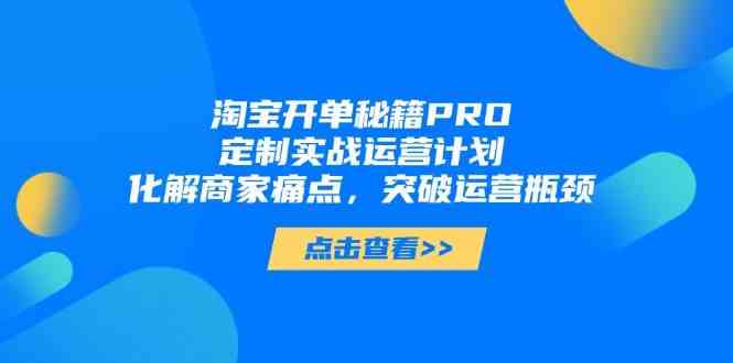 淘宝开单秘籍PRO，定制实战运营计划，化解商家痛点，突破运营瓶颈 - 来及网络