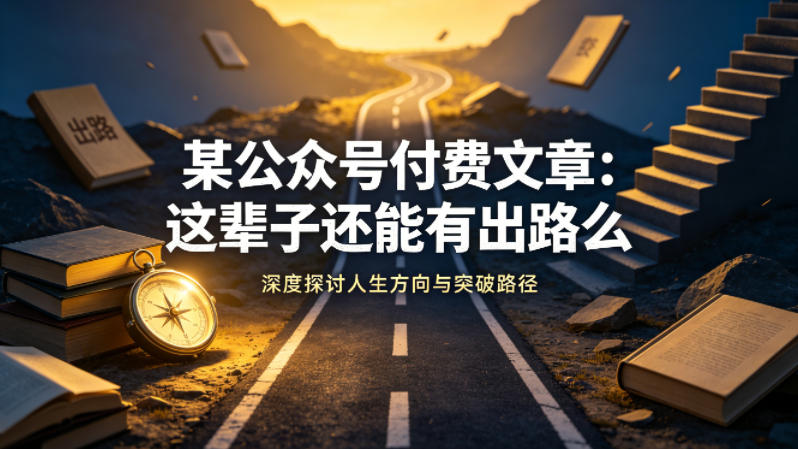 某公众号付费文章：这辈子还能有出路么 - 来及网络