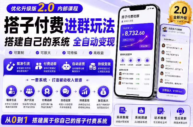 搭建群系统实战项目玩法，搭建整套付费进群系统，实现全天被动收益 - 来及网络