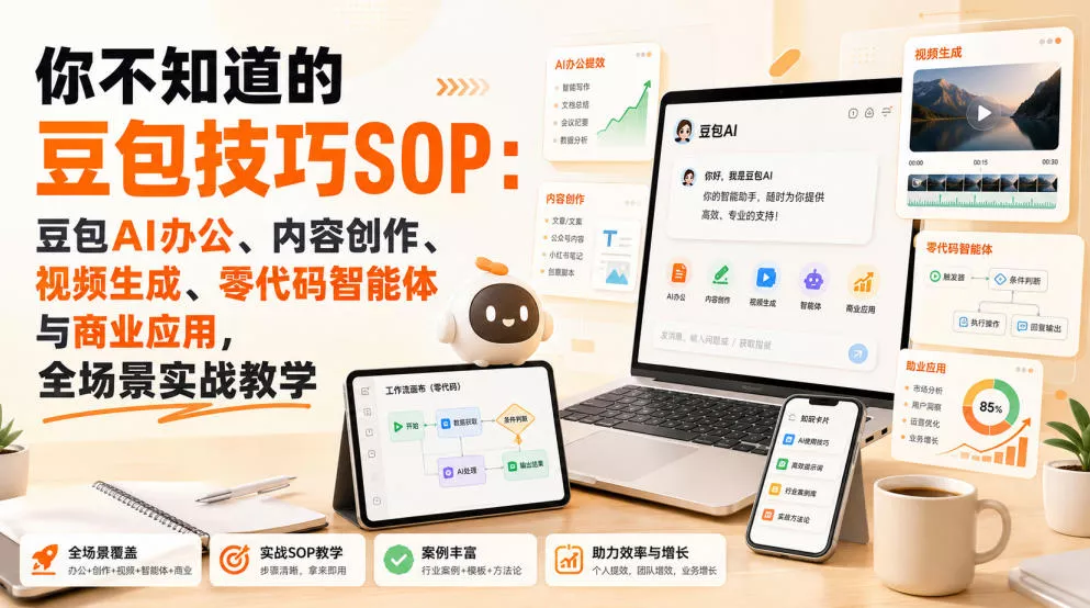你不知道的豆包技巧SOP：豆包AI办公、内容创作、视频生成、零代码智能体与商业应用，全场景实战教学 - 来及网络