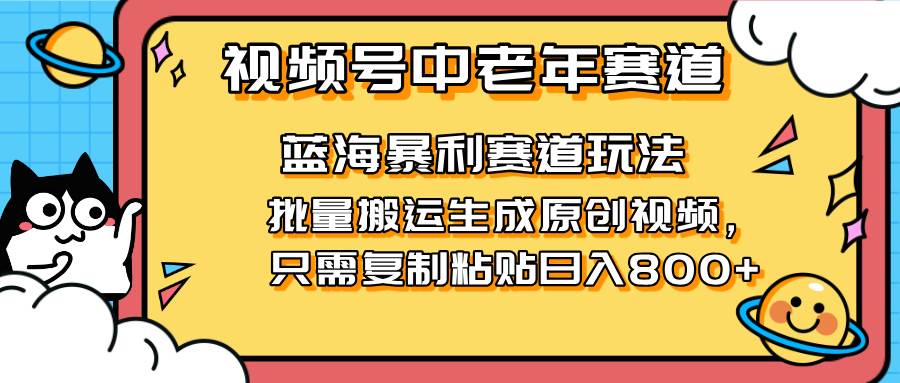 （14314期）2025视频号中老年短视频蓝海暴利风口！复制粘贴搬运视频单日赚800+，无… - 来及网络
