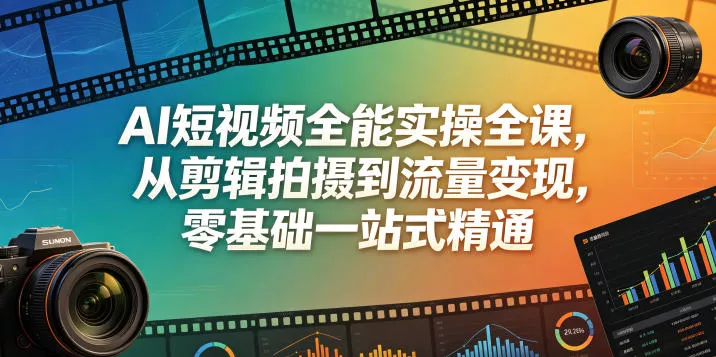 AI短视频全能实操全课，从剪辑拍摄到流量变现，零基础一站式精通 - 来及网络