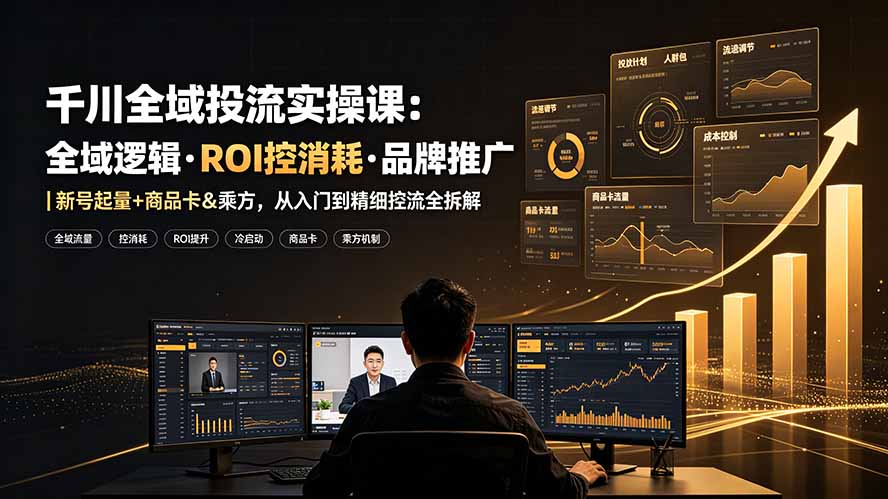 千川全域投流实操课：全域逻辑·ROI控消耗·品牌推广｜新号起量+商品卡&乘方，从入门到精细控流全拆解 - 来及网络
