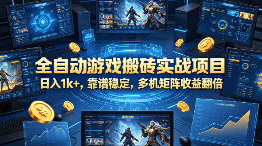 全自动游戏搬砖实战项目，日入1k+，靠谱稳定，多机矩阵收益翻倍【揭秘】 - 来及网络