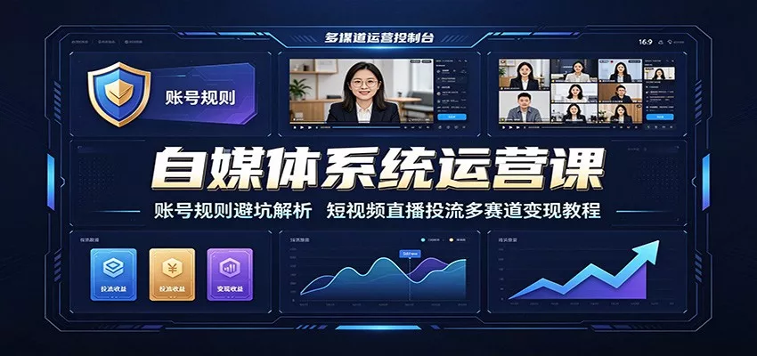 自媒体系统运营课：账号规则避坑解析，短视频直播投流多赛道变现教程 - 来及网络