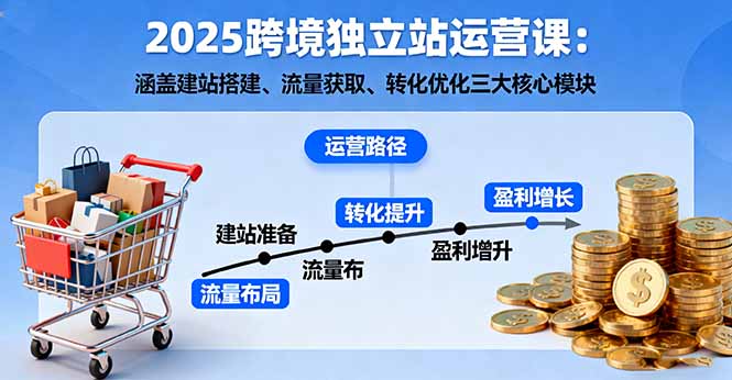 2025跨境独立站运营课：涵盖建站搭建、流量获取、转化优化三大核心模块 - 来及网络