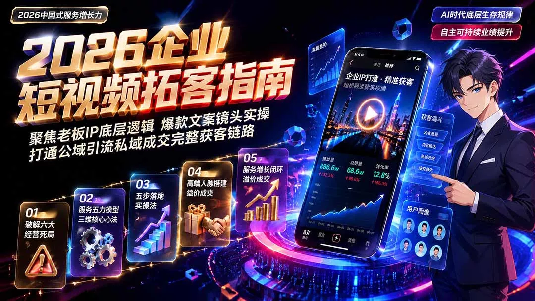 2026AI时代服务增长力实战课-无水印｜五力模型三维心法教学，破解门店客源流失低价内卷实现长效业绩增长 - 来及网络