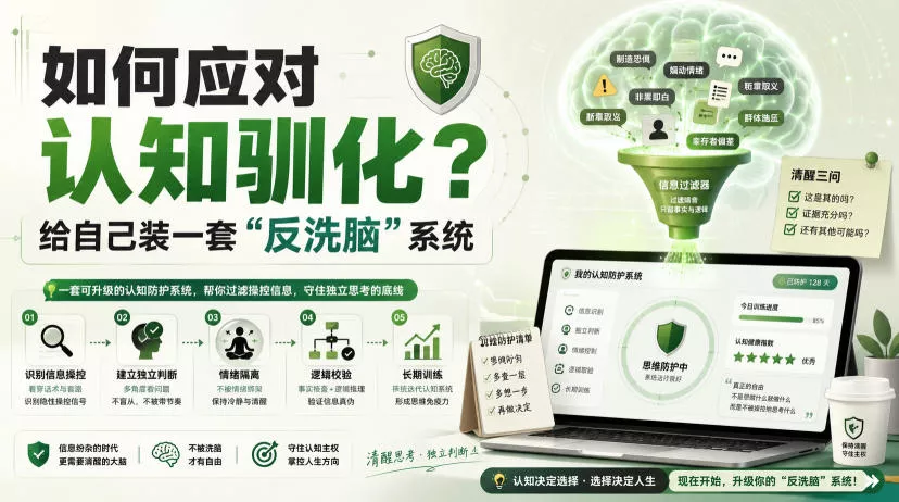 付费文章：如何应对认知驯化？给自己装一套“反洗脑”系统 - 来及网络