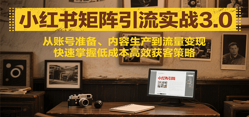 小红书矩阵引流3.0，从账号准备、内容生产到流量变现，快速掌握低成本高效获客策略 - 来及网络