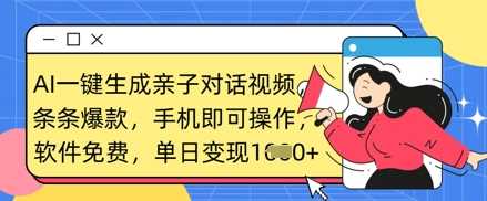 AI一键生成亲子对话视频，条条爆款，一部手机即可操作，单日变现数张 - 来及网络