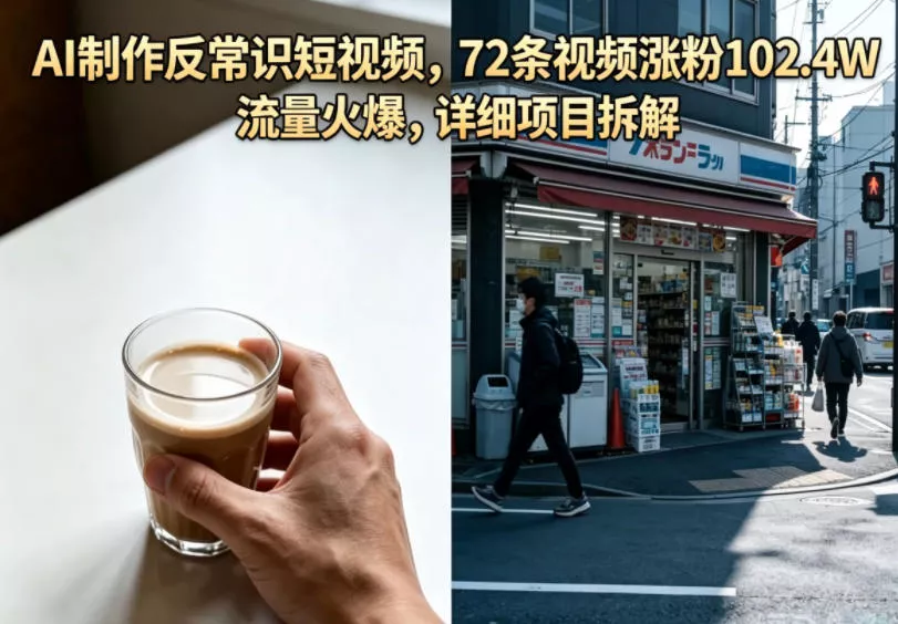 AI制作反常识短视频，72条视频涨粉102.4W，流量火爆，详细项目拆解 - 来及网络