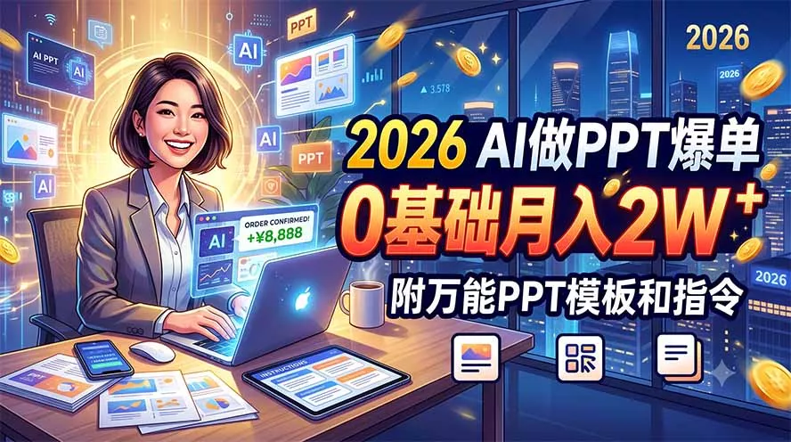 2026 AI做PPT爆单，0基础月入2W，附万能PPT模板和指令 - 来及网络
