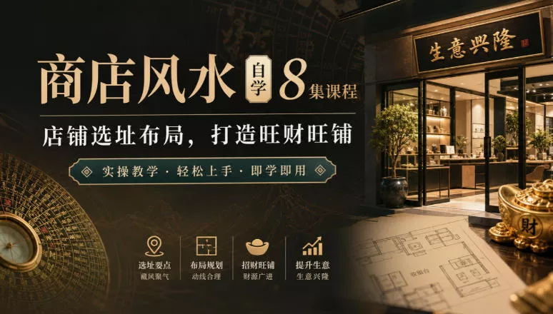 商店风水自学8集课程｜店铺选址布局，打造旺财旺铺实操教学 - 来及网络