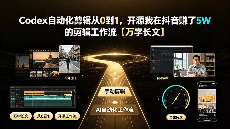 Codex自动化剪辑从0到1，开源我在抖音赚了5W 的剪辑工作流【万字长文】 - 来及网络
