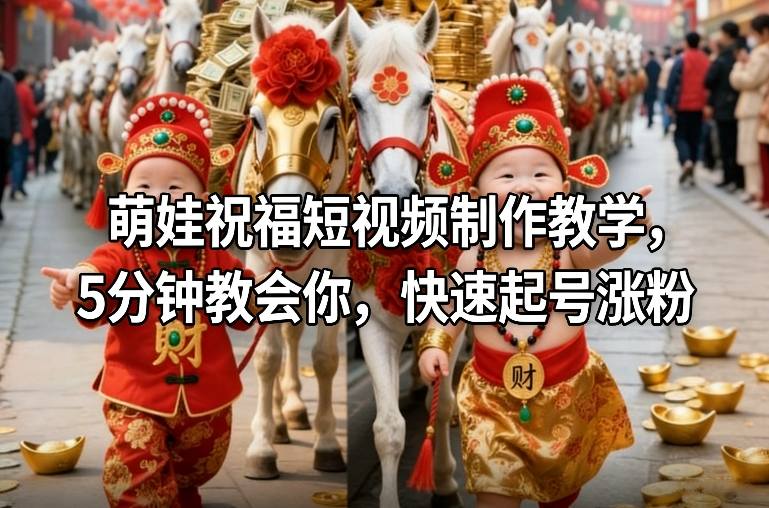 萌娃祝福短视频制作教学，5分钟教会你，快速起号涨粉 - 来及网络