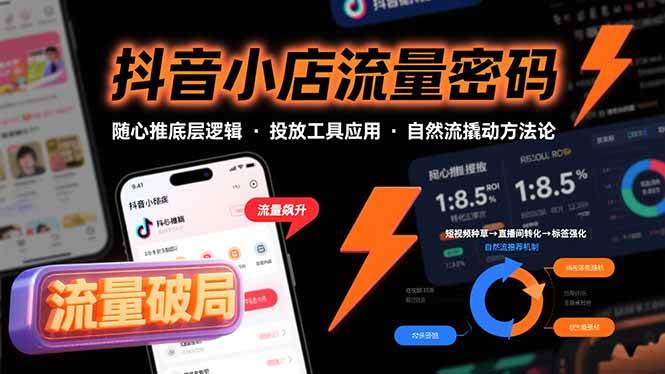 （15680期）抖音小店流量密码，随心推底层逻辑，投放工具应用，自然流撬动核心方法论 - 来及网络