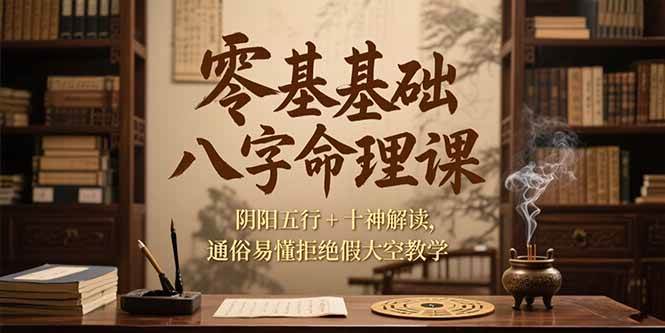 （15283期）零基础八字命理课，阴阳五行+十神解读，通俗易懂拒绝假大空教学 - 来及网络