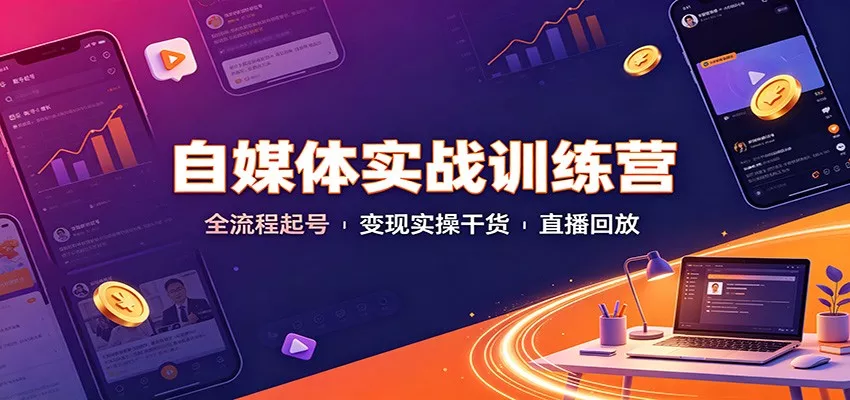自媒体实战训练营：全流程起号变现实操干货直播回放 - 来及网络