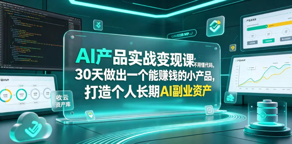 AI产品实战变现课，不用懂代码，30天做出一个能賺钱的小产品，打造个人长期AI副业资产 - 来及网络