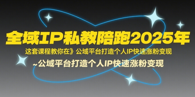 全域IP私教陪跑2025年，这套课程教你在公域平台打造个人IP快速涨粉变现 - 来及网络